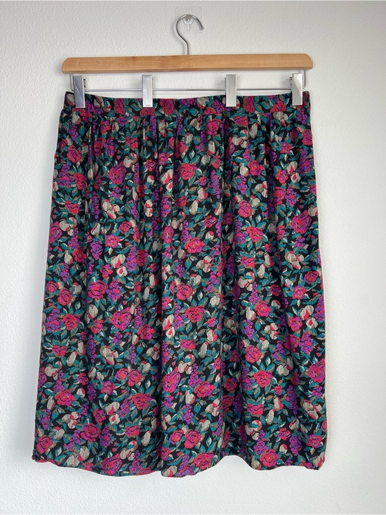 Parsons Place Dresses & Skirts - VTG Floral Midi Skirt Rayon Garden Party Grandmacore Prairie Teacher 90s USA 16